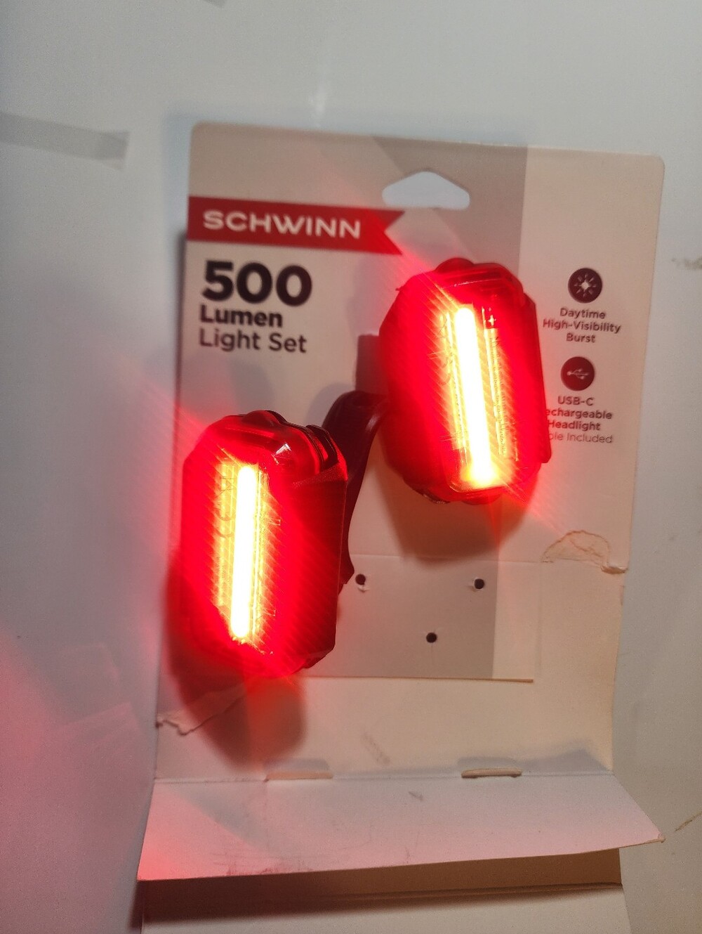 2 Schwinn 500 Lumen USB-C Rechargeable Bike Light – High Visibility – New-